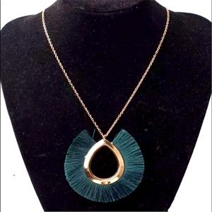 New Vintage Style Ethnic Green Tassel Boho 9k Gold Choker Statement Necklace